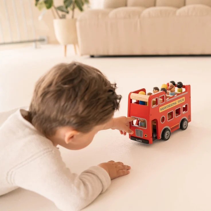 New Classic Toys Stadtrundfahrt-Bus Little Driver Holz rot – Bild 5