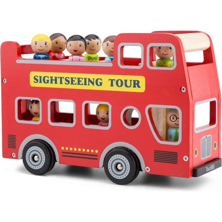 New Classic Toys Stadtrundfahrt-Bus Little Driver Holz rot – Bild 2