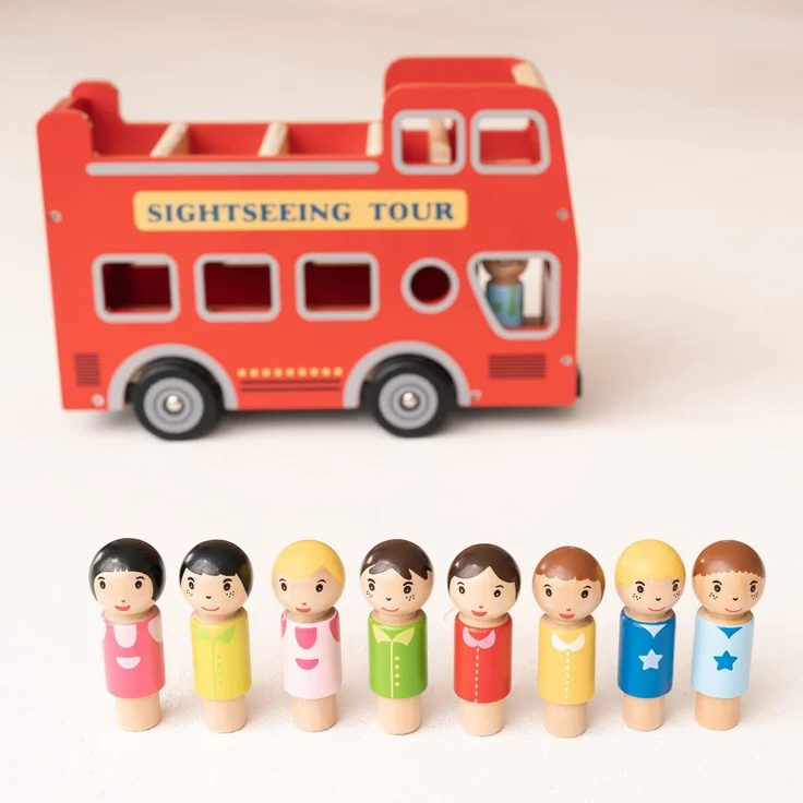 New Classic Toys Stadtrundfahrt-Bus Little Driver Holz rot – Bild 10