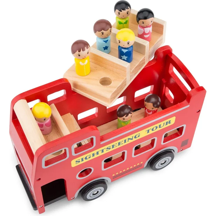 New Classic Toys Stadtrundfahrt-Bus Little Driver Holz rot – Bild 3