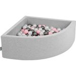 KiddyMoon Bällebad 90X30cm/200 Bälle Bällepool Mit Bällen ∅ 7Cm Für Babys Kinder Viertel Eckig, Hellgrau:Perle-Puderrosa-Silbern