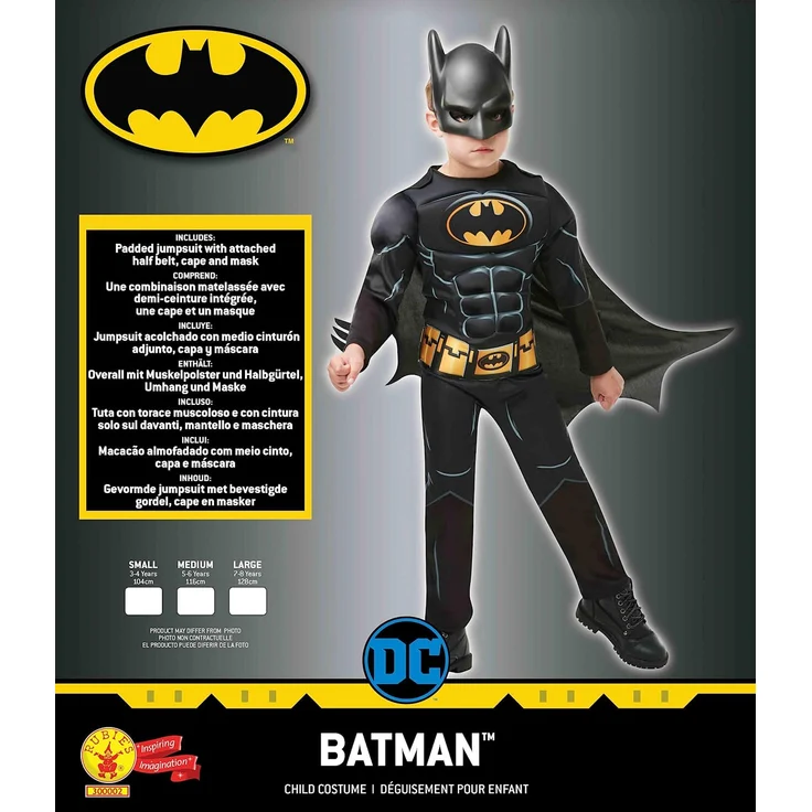 Rubie's 3300002 Black Core Batman Deluxe - Child Kostüm, schwarz, S – Bild 5
