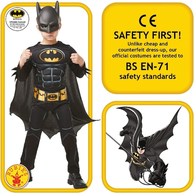 Rubie's 3300002 Black Core Batman Deluxe - Child Kostüm, schwarz, S – Bild 3