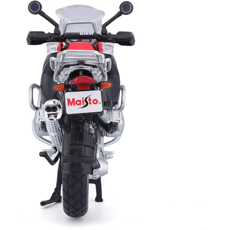 Maisto BMW R 1200 GS: Originalgetreues Motorradmodell, Maßstab 1:12, mit Hinterradfederung und beweglichem Seitenständer, schwarz-rot (531157) – Bild 3