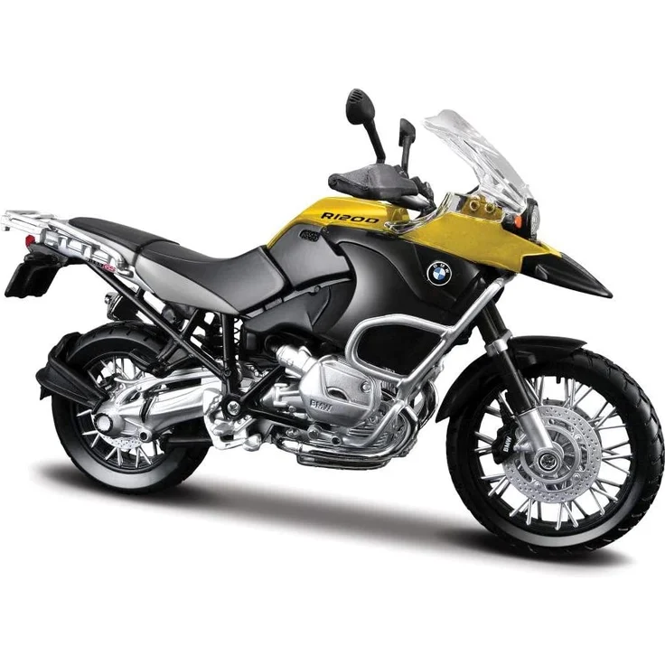 Maisto BMW R 1200 GS: Originalgetreues Motorradmodell, Maßstab 1:12, mit Hinterradfederung und beweglichem Seitenständer, schwarz-rot (531157) – Bild 9