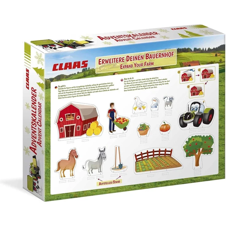Craze Adventskalender 2020 CLAAS Traktor Bausatz Landwirtschaft Spielset mit Spielfiguren Tierfiguren Weihnachtskalender für Kinder 19597 – Bild 9