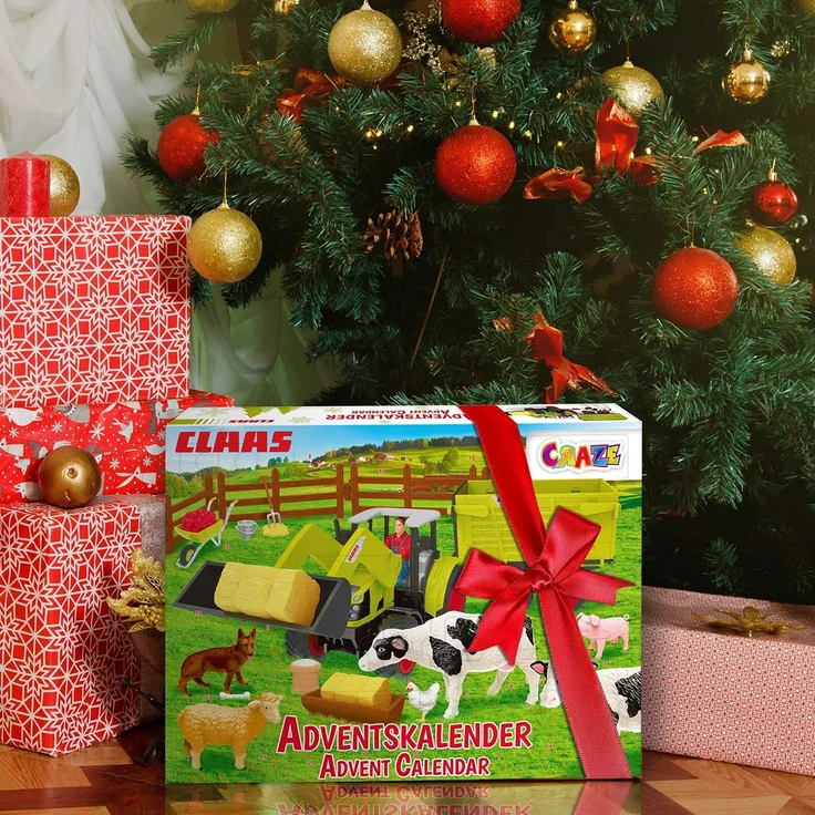 Craze Adventskalender 2020 CLAAS Traktor Bausatz Landwirtschaft Spielset mit Spielfiguren Tierfiguren Weihnachtskalender für Kinder 19597 – Bild 7