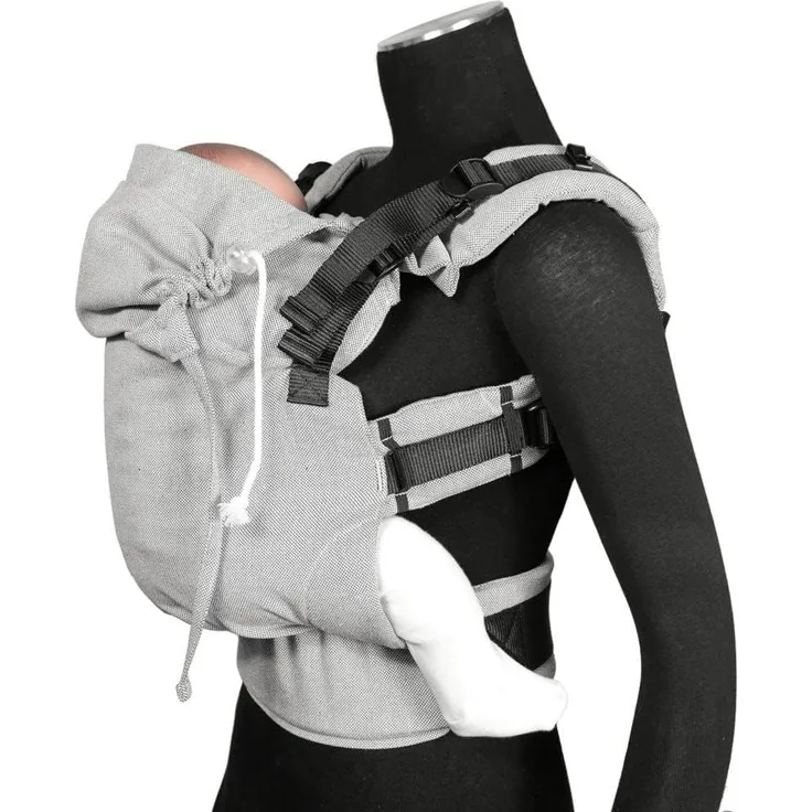 Didymos DidyFix Babytrage - Fullbuckle Tragehilfe in Silber - für Neugeborene ab Geburt von 50-86 cm - ergonomische Sitzhaltung - Bauchtrage - Hüfttrage - Rückentrage