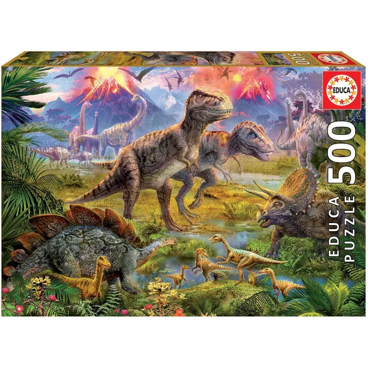 Educa 15969, Dinosaurier Treffen, 500 Teile Puzzle für Erwachsene und Kinder ab 10 Jahren, Dinos