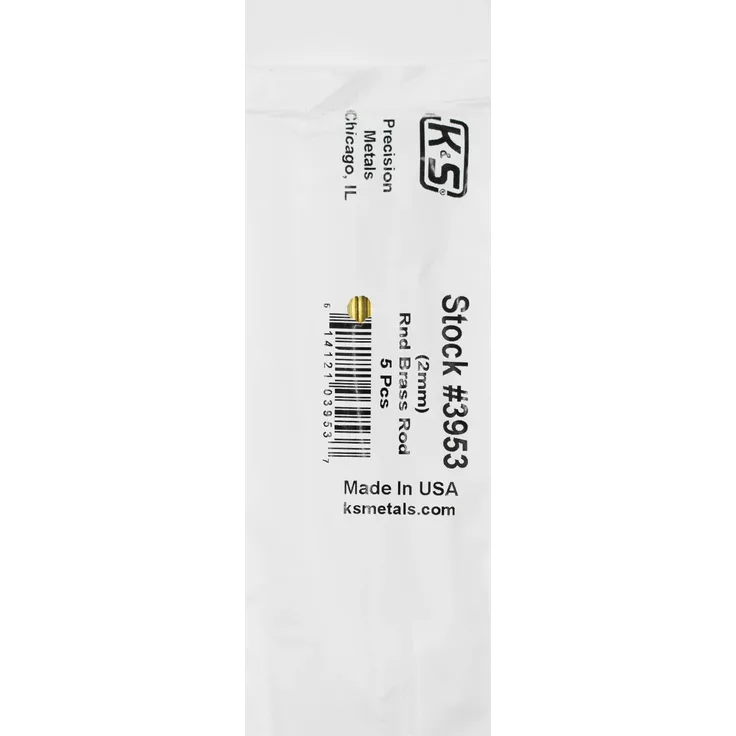 K&S-Metall 3953 Messingstab, 100 cm lang, 2,0mm Durchm. 3st.