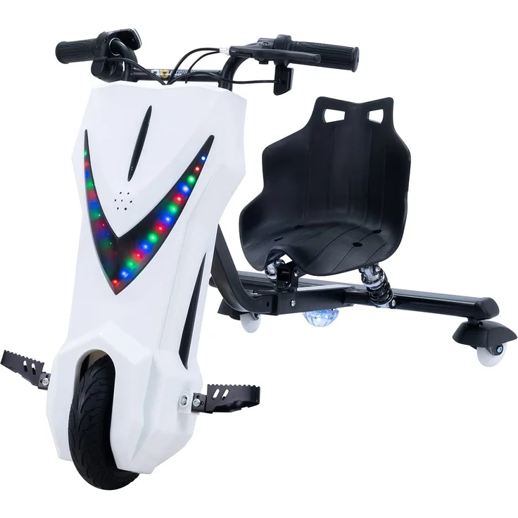 Kinder Elektro Drift Trike Scooter LED Driftrollen 360° bis zu 15km/h drosselbar (Weiß Matt) – Bild 8