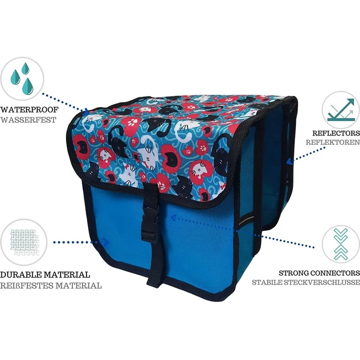 FAHRRADTASCHE Fahrrad 20-26'' Kinder Satteltasche Doppel 49 - Midi - Katze – Bild 2