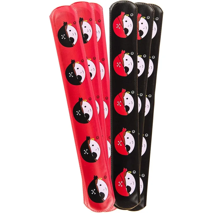 LG-Imports Piraten Schnapparmbänder Klatscharmband Piratenparty (6 Schwarz/6 Rot)