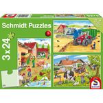 Schmidt Spiele Puzzle 56216, grün, Auf dem Bauernhof, 3x24 Teile