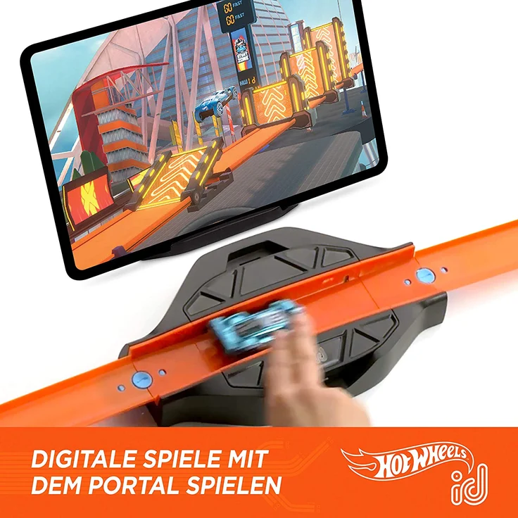 Hot Wheels iD FXB53 - Race Portal mit zwei exklusiven Fahrzeugen mit NFC-Chip zum Scannen in der Hot Wheels iD App, Auto Spielzeug ab 8 Jahren – Bild 7