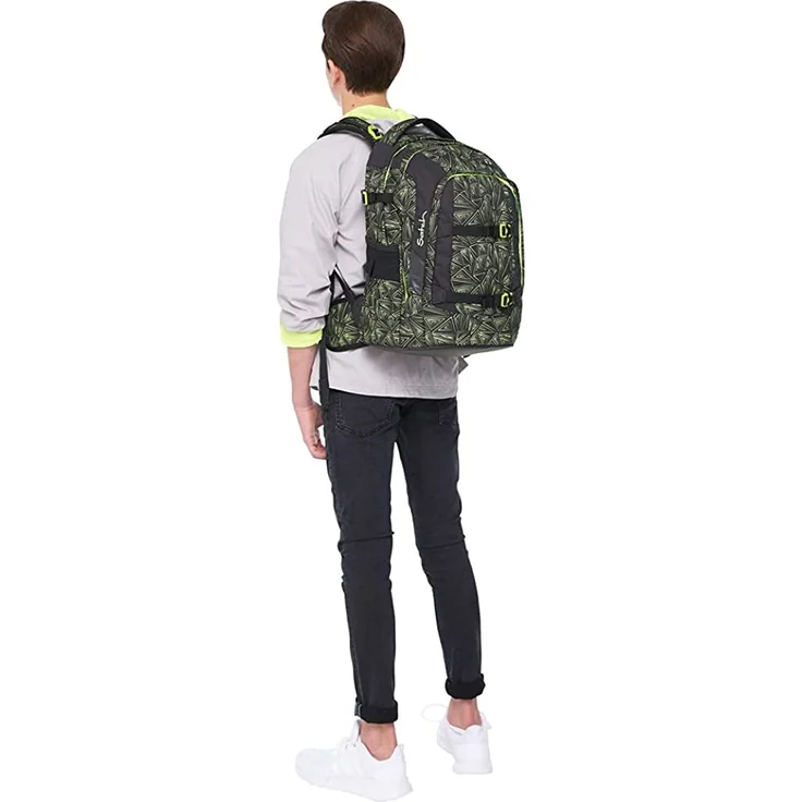 Satch Pack 'Green Bermuda' Schulrucksack, 2020, 30 Liter, 1,2 kg, schwarz/grün/neon – Bild 3