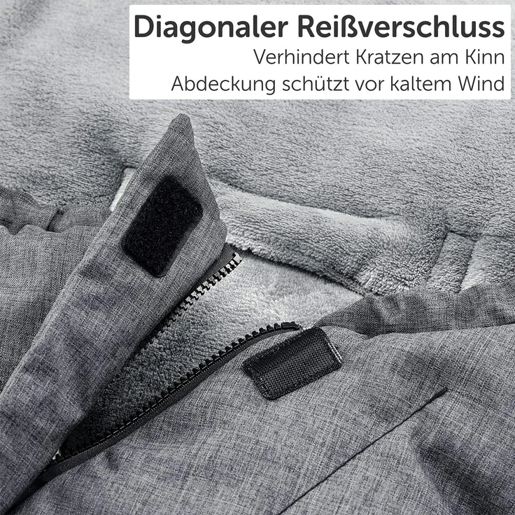Zamboo Fußsack 3M für Babyschale - Baby Winterfußsack mit Thinsulate Füllung, warme Mumien Kapuze, Tasche - Grau (Pro) – Bild 8