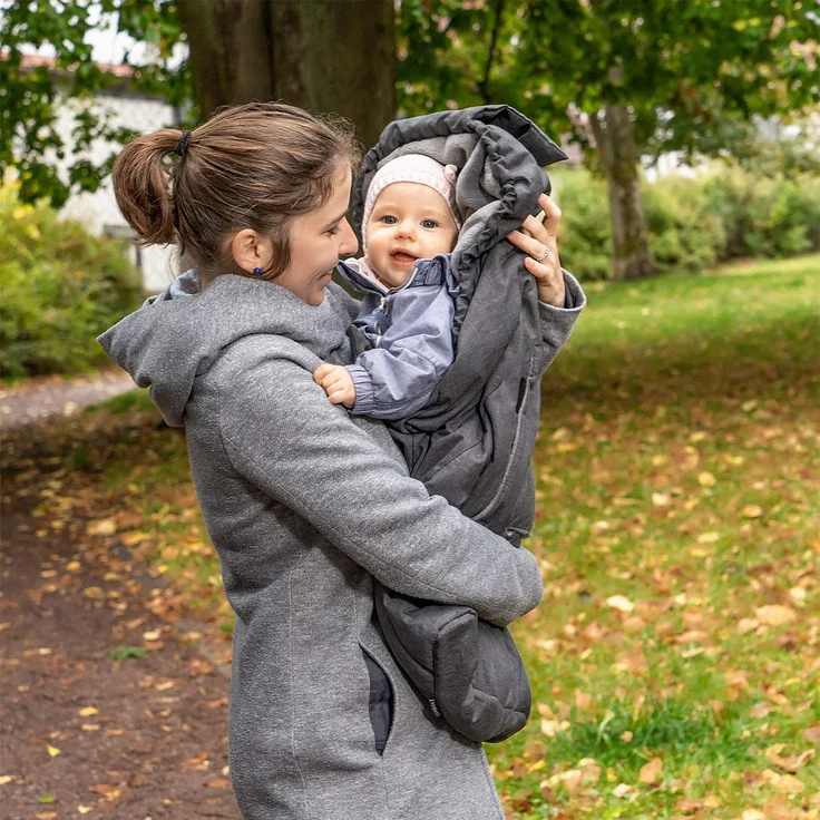 Zamboo Fußsack 3M für Babyschale - Baby Winterfußsack mit Thinsulate Füllung, warme Mumien Kapuze, Tasche - Grau (Pro) – Bild 6