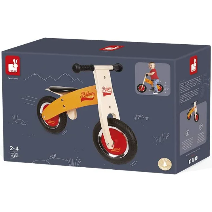 Janod J03263 Little Bikloon Laufrad aus Holz, Orange / Rot – Bild 9
