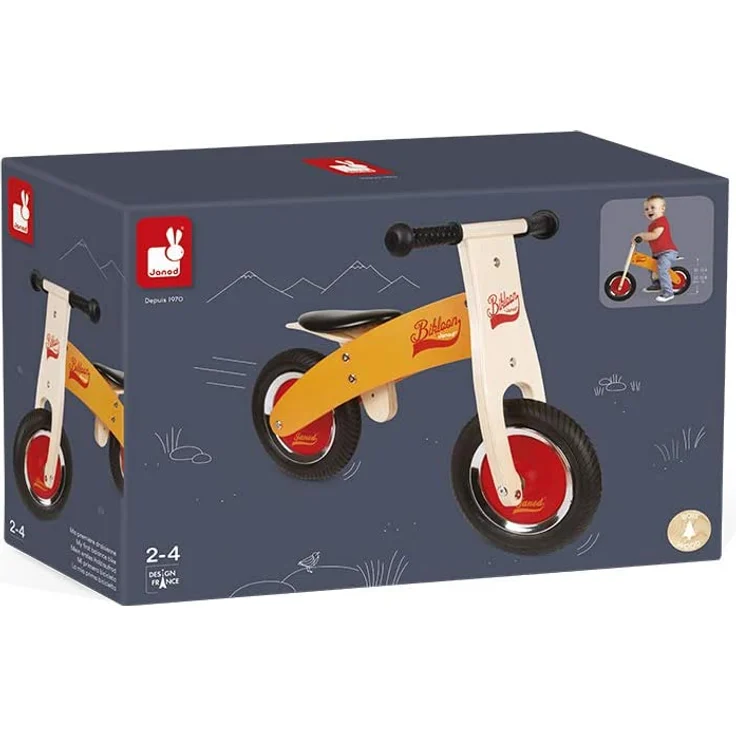 Janod J03263 Little Bikloon Laufrad aus Holz, Orange / Rot – Bild 7