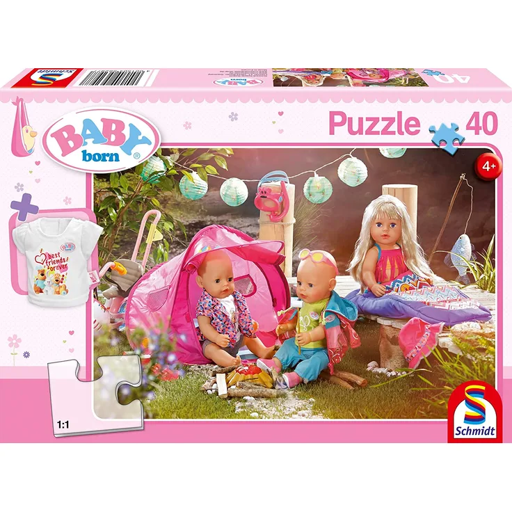 Schmidt Spiele Puzzle 56297 Baby Born, Komm, wir zelten, 40 Teile Kinderpuzzle, bunt