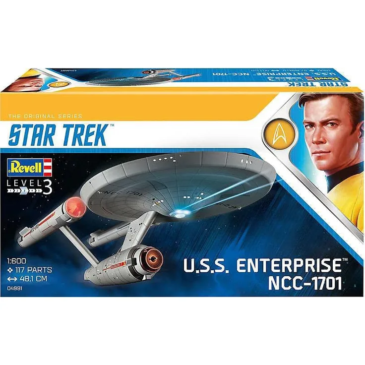 Revell 04991 USS Enterprise NCC-1701 Star Trek: The Original Series James T. Kirk originalgetreuer Modellbausatz für Einsteiger, 1:600/48,1 cm, 1/600 - Preisvergleich