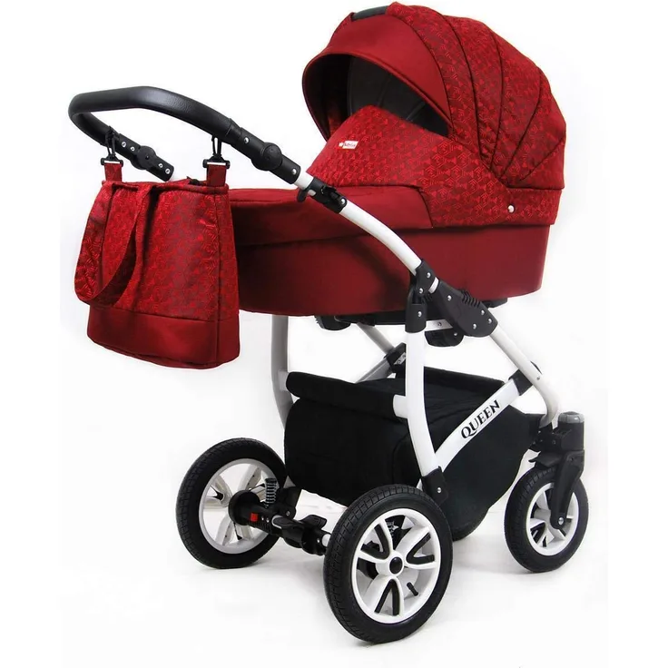 SaintBaby Kinderwagen Komplettset Buggy Leicht Robust Sicher DIN EN 1888 Queen Elegance Chili 4in1 Autositz +Isofix