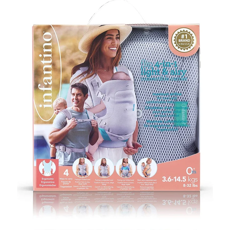 Infantino Flip Light & Airy 4-in-1 Babytrage – Ergonomische Babytrage mit 4 Tragepositionen – Für Säuglinge und Kleinkinder von 3,6-14,5 kg – Bild 9