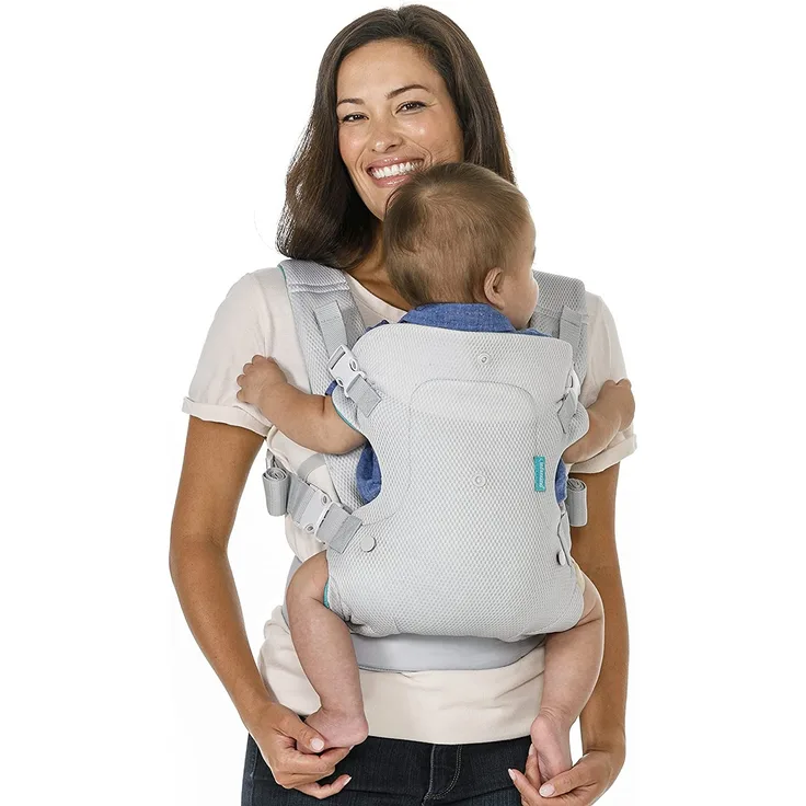 Infantino Flip Light & Airy 4-in-1 Babytrage – Ergonomische Babytrage mit 4 Tragepositionen – Für Säuglinge und Kleinkinder von 3,6-14,5 kg