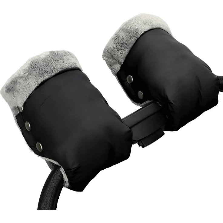 Handwärmer Kinderwagen Handschuhe Handmuff mit warme Fleece und Baumwolle Innenseite Wasserdicht und Winddicht Stroller Handmuff Universalgröße für Kinderwagen, Buggy (1-Muttermilchmuschel, Schwarz) – Bild 1