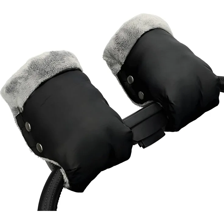 Handwärmer Kinderwagen Handschuhe Handmuff mit warme Fleece und Baumwolle Innenseite Wasserdicht und Winddicht Stroller Handmuff Universalgröße für Kinderwagen, Buggy (1-Muttermilchmuschel, Schwarz)