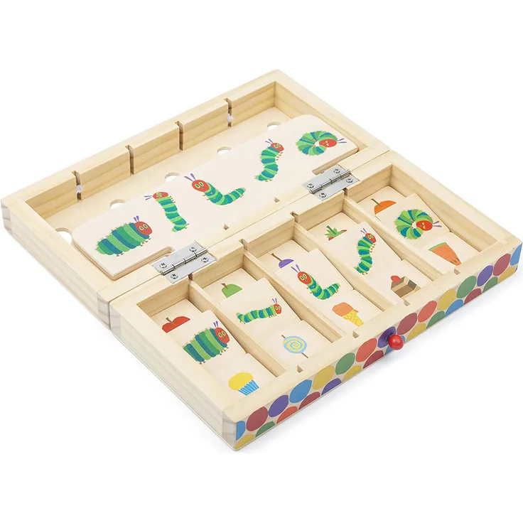 small foot 11342 Raupe Nimmersatt Bildersortierbox, aus Holz, Koordinationsspiel in Transportbox für unterwegs