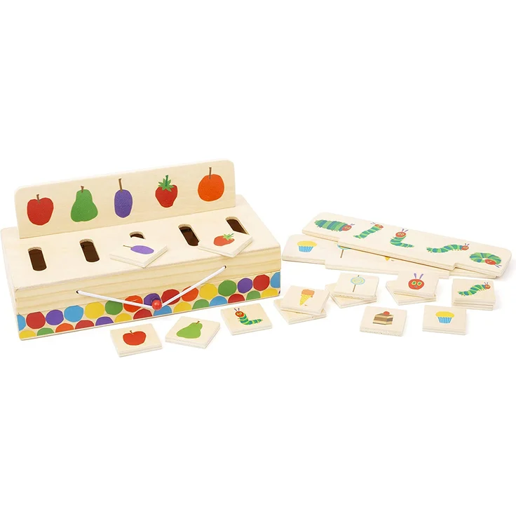 small foot 11342 Raupe Nimmersatt Bildersortierbox, aus Holz, Koordinationsspiel in Transportbox für unterwegs – Bild 4