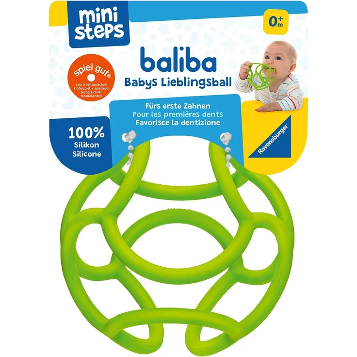 Ravensburger ministeps 4150 baliba, Baby Spielzeug ab 0 Monate,flexibler Ball, Greifling und Zahnhilfe für Babys, grün - Preisvergleich – Bild 2