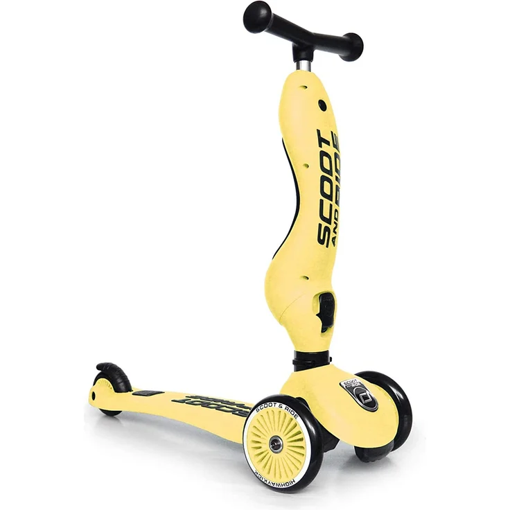 Scoot & Ride 'Highwaykick 1' Kickboard, ab 12 Monaten, 3-fach höhenverstellbar bis 64 cm, 2in1 mit Sitz, max. belastbar bis 50 kg, lemon – Bild 2