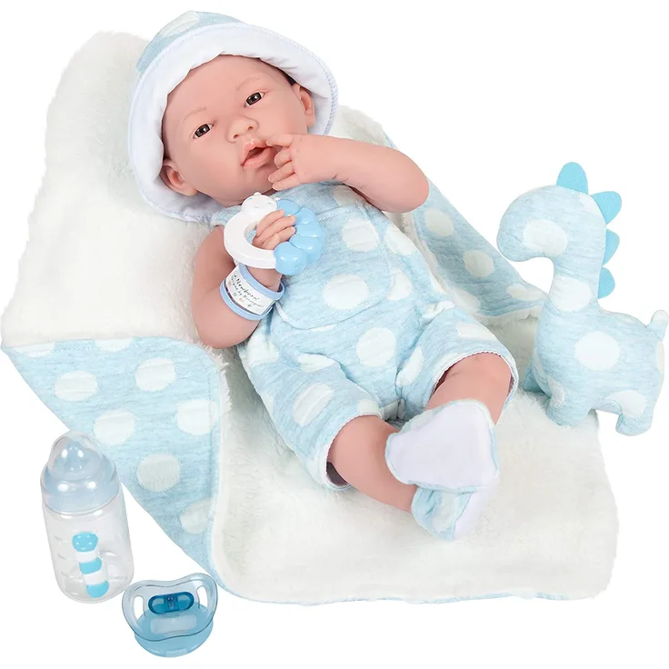 JC TOYS -La Newborn Babypuppe Blau mit Weiß (18064)