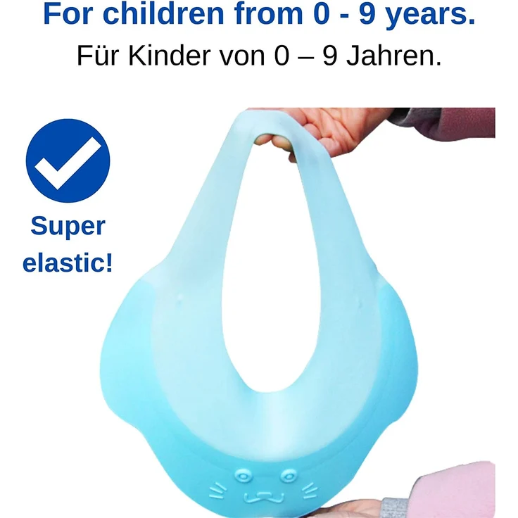 Shampoo Schutz für Kinder, für 0-9 Jahre, Haare waschen ohne Tränen, zum Überstülpen, weiche Silikonhaut, Augenschutz und Ohrenschutz, Haarwaschhilfe – Bild 8