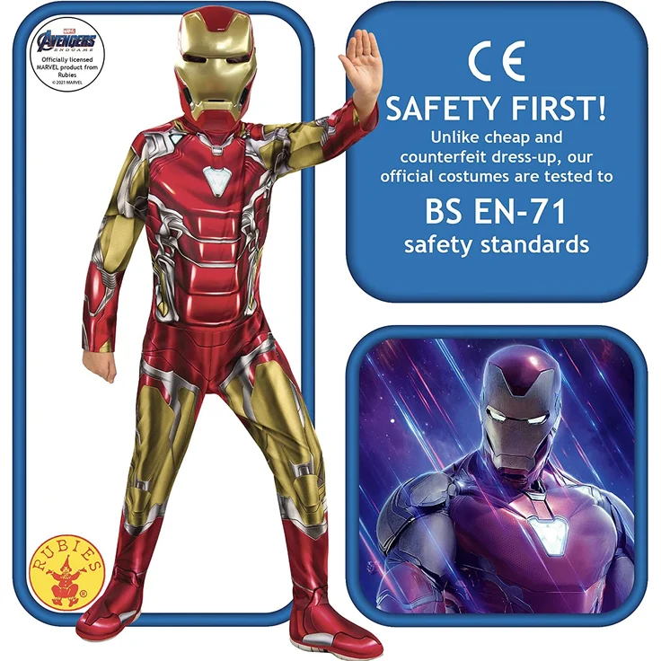 Rubies Offizielles Avengers Endgame Iron Man, klassisches Kinderkostüm, Größe S, Alter 3-4, Höhe 117 cm – Bild 3