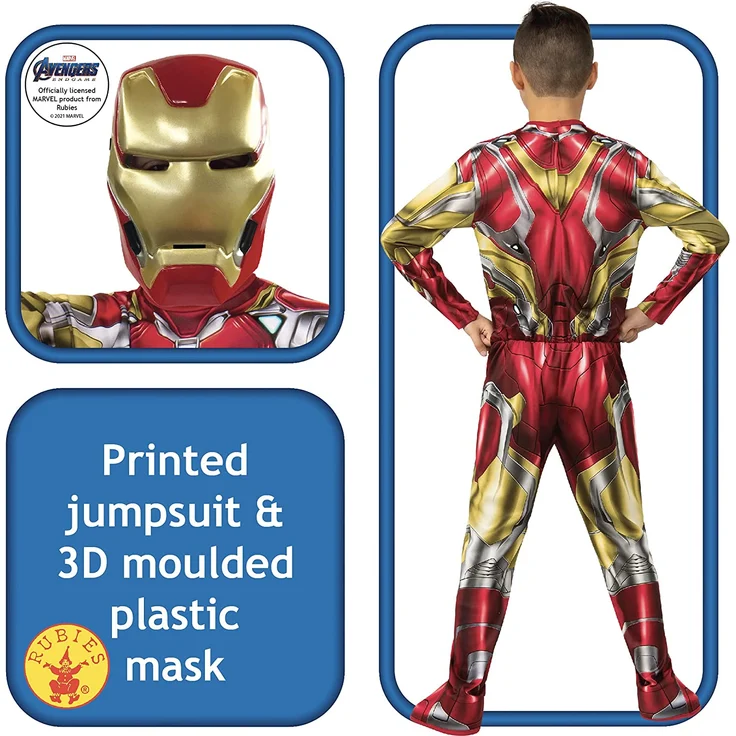 Rubies Offizielles Avengers Endgame Iron Man, klassisches Kinderkostüm, Größe S, Alter 3-4, Höhe 117 cm – Bild 2