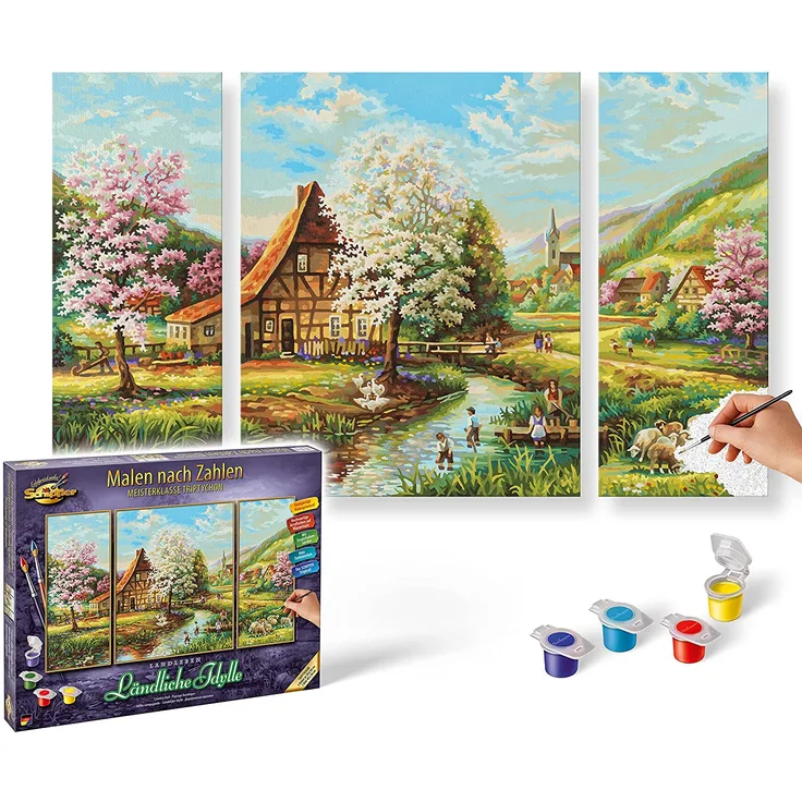 Schipper 609260664 609260664 Malen nach Zahlen Triptychon Ländliche Idylle 80 x 50 cm