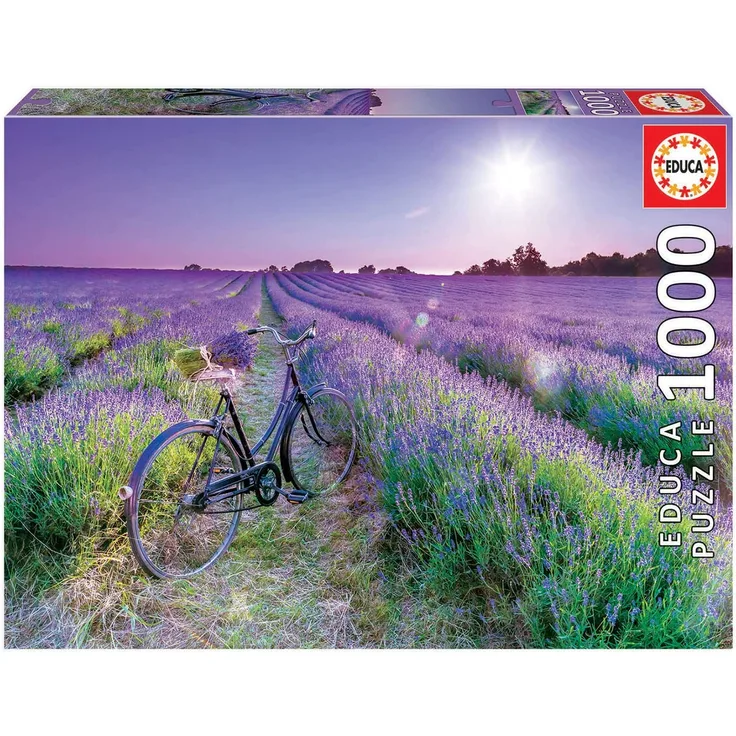 Carletto 9219255 - Educa, Fahrrad auf Lavendel Feld, Puzzle, 1000 Teile