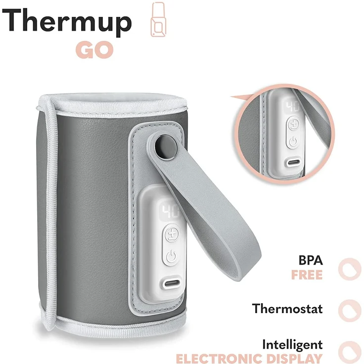 LIONELO Thermup Go Tragbarer Flaschenwärmer zur Temperaturerhaltung, USB-Ladefunktion, Erwärmung von Milch und Babynahrung, BPA FREE (GREY) – Bild 4