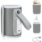 LIONELO Thermup Go Tragbarer Flaschenwärmer zur Temperaturerhaltung, USB-Ladefunktion, Erwärmung von Milch und Babynahrung, BPA FREE (GREY)
