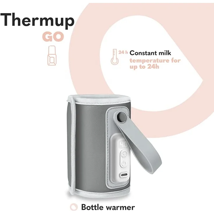 LIONELO Thermup Go Tragbarer Flaschenwärmer zur Temperaturerhaltung, USB-Ladefunktion, Erwärmung von Milch und Babynahrung, BPA FREE (GREY) – Bild 2