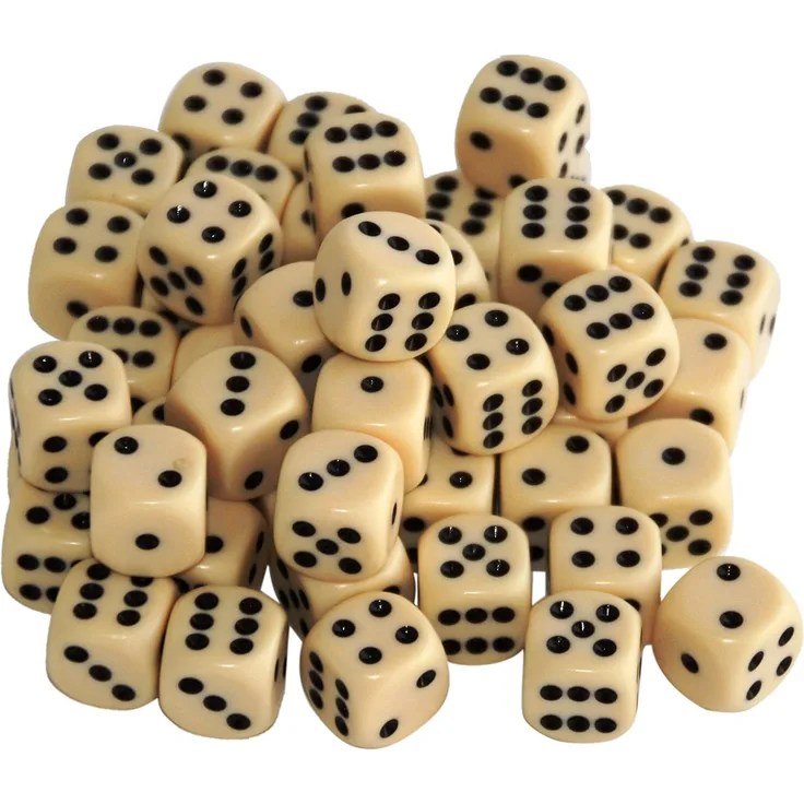 Weiblespiele 05216-50 - Acryl-Würfel, 16 mm, 50 Stück, Elfenbein