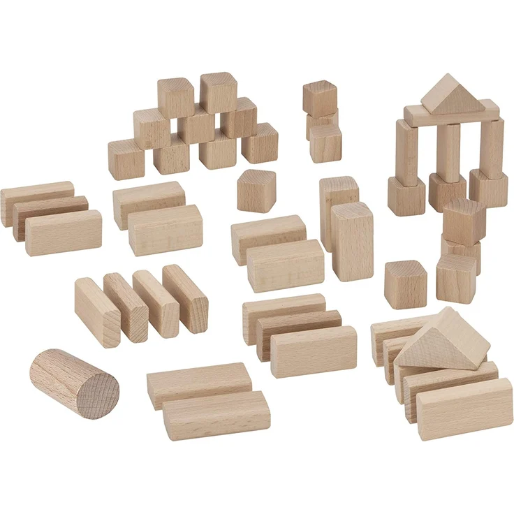 Eichhorn 50 naturfarbene Holzbausteine in Aufbewahrungsbox mit Sortierdeckel, FSC 100% zertifiziertes Buchenholz, hergestellt in Deutschland, Motorikspielzeug geeignet für Kinder ab 1 Jahr – Bild 2