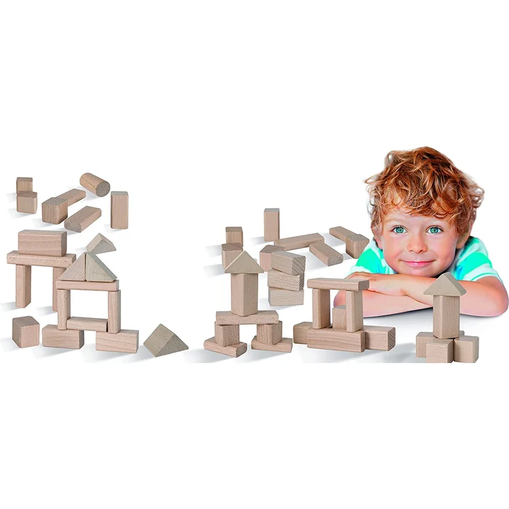 Eichhorn 50 naturfarbene Holzbausteine in Aufbewahrungsbox mit Sortierdeckel, FSC 100% zertifiziertes Buchenholz, hergestellt in Deutschland, Motorikspielzeug geeignet für Kinder ab 1 Jahr – Bild 4