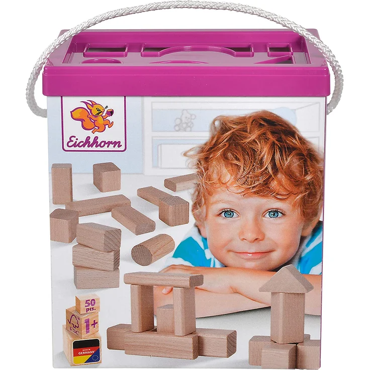 Eichhorn 50 naturfarbene Holzbausteine in Aufbewahrungsbox mit Sortierdeckel, FSC 100% zertifiziertes Buchenholz, hergestellt in Deutschland, Motorikspielzeug geeignet für Kinder ab 1 Jahr – Bild 5