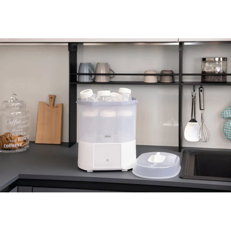 Chicco Modularer Sterilisator mit Trocknungsfunktion, Babyflaschen-Sterilisator, Einstellbarer Dampfsterilisator für Babyflaschen,für Mikrowelle, mit 2 Konfigurationen,Schnelle und Einfache Anwendung – Bild 12