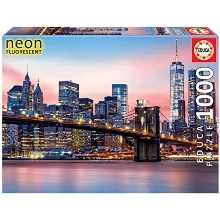 Carletto 9219269 - Educa, New York, Brooklyn Bridge, Neon Fluorescent, Puzzle, 1000 Teile